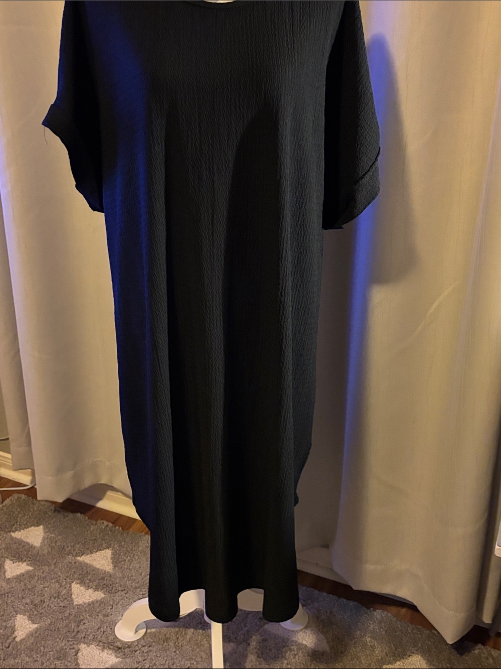 SHEIN Black Short Sleeve Round Neck Midi Dress - Picture 3 of 7
